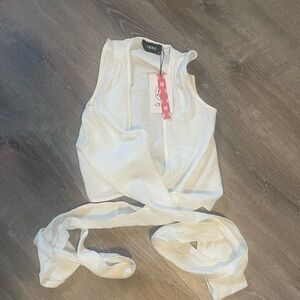 Cider Ivory Sleeveless Wrap Top nwt